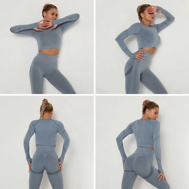 

Women Seamless yoga set Sports Suit For Women Workout Sports Outfit Fitness Set High Waist Workout Clothes Woman Activewear