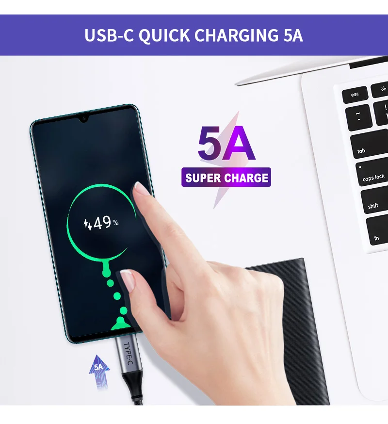 Кабель usb type-C 5А, супер зарядный кабель для huawei p20, быстрая зарядка, кабель для быстрой зарядки samsung S9 Note 9 C199