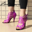 Ladingwu Туфли для латинских танцев Профессиональный Для женщин сальса вечерние бальных танцев сапоги катионный Хамелеон симфония флэш атласная