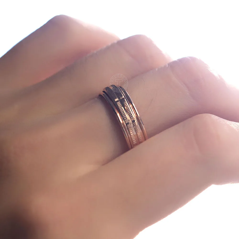 Простой вертушка кольцо для женщин мужчин 585 золотой цвет вращающиеся кольца