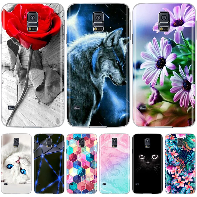Силиконовый чехол для Samsung Galaxy S5 мини милый узор мягкий TPU телефона S 5 задняя
