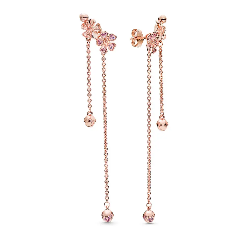 Баофу новый 925 пробы серебряные серьги пуссеты из цветков персикового дерева для