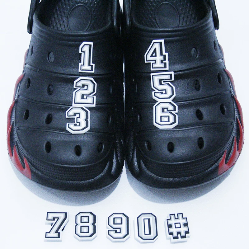 

1pcs Shoe Charms Accessories Black&White Numbers PVC Croc Jibz Free Combination Digital Shoe Decorations Fit Bracelets Kids Gift