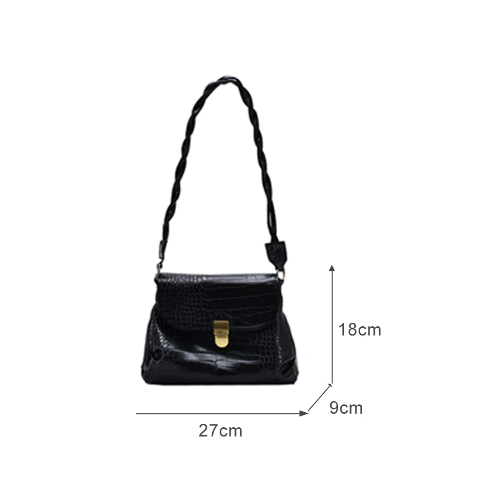 

Fashion Alligator Pattern Leather Shoulder Bag Women Solid Color Braided PU Strap Crossbody Messenger Handbag