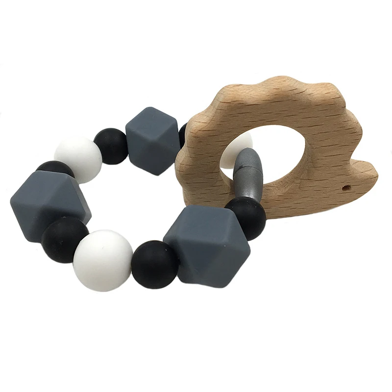 Baby Teether Wood Bird Animals Silicone Beads Pram Toy Nursing Bracelet Crib Toys Rattles |