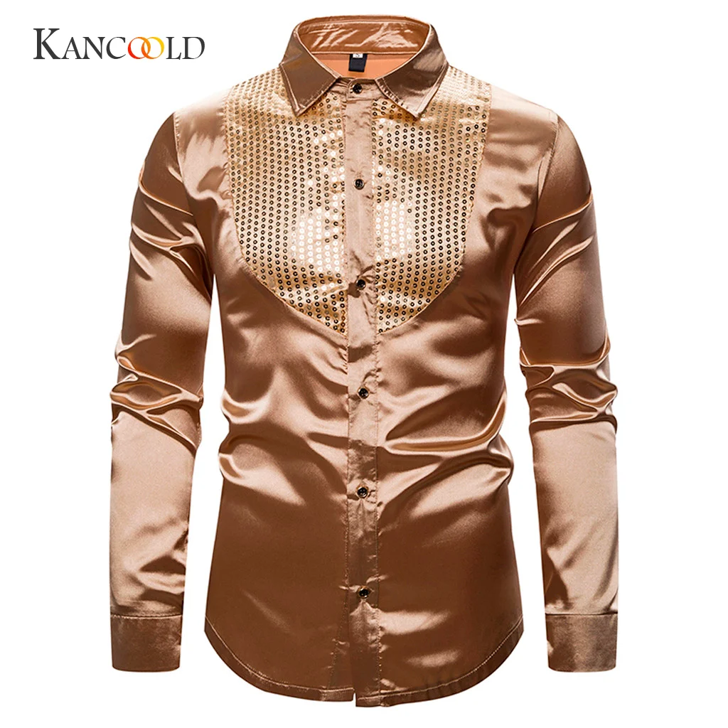 KANCOOLD мужские рубашки однобортные Осень зима мужская рубашка для ночного клуба