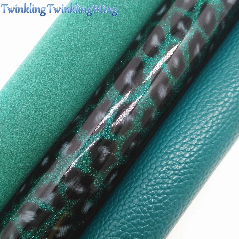 Зеленая блестящая ткань замшевая из искусственной кожи личи листы синтетической