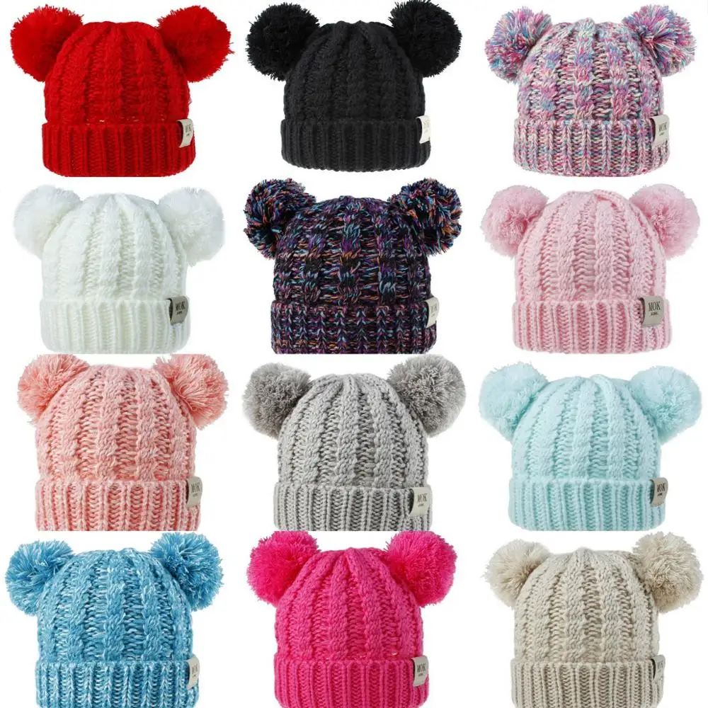 Облегающие шапки детская шапка с помпоном зимняя вязаная Милая для девочек и