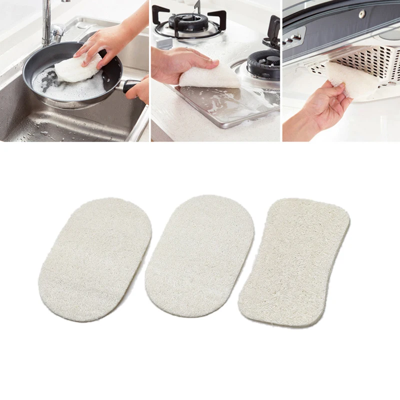 3 шт./компл. натуральная люфы салфетка для мытья посуды скраб тарелка горшок легко