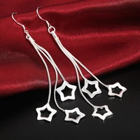 new 925 sterling silver earrings rose flower earrings tassel earrings woman jewelry wedding wedding gift jewelry