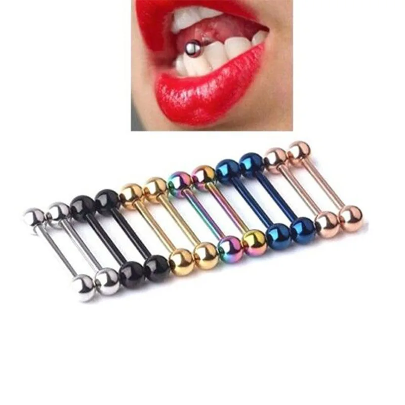 

20PCS Stainless Steel Long Barbell ring 14G Tongue Nipple Bar Ear Stud Piercing 1.6MM Tragus Helix Ear Piercing Body Jewelry