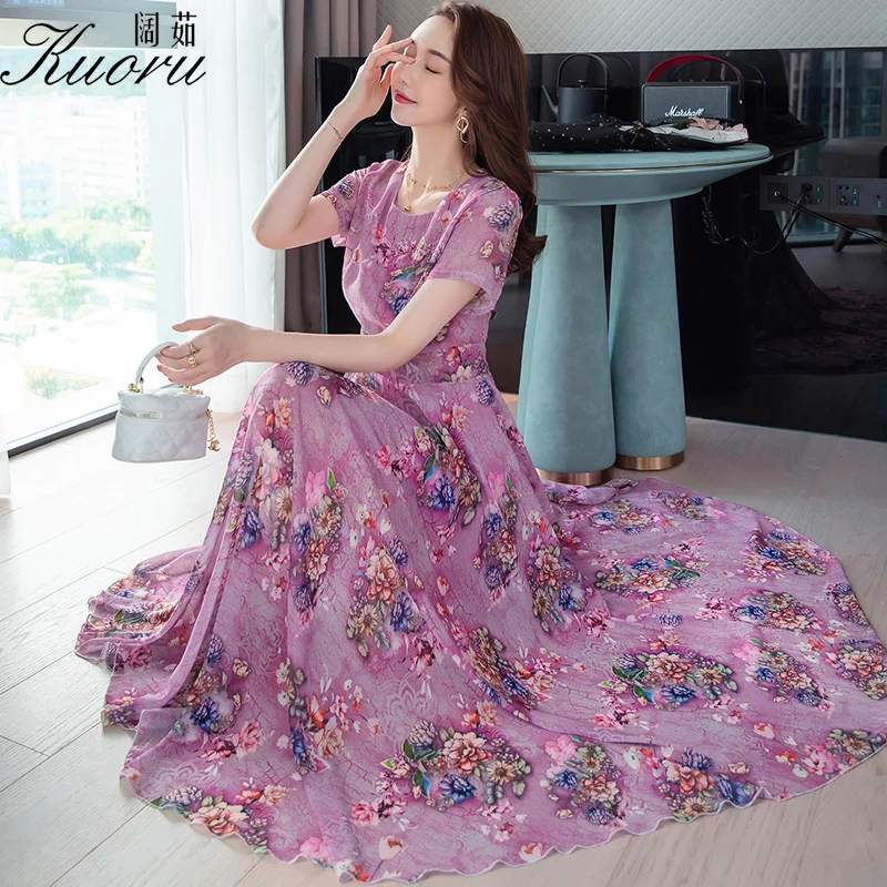 

Chiffon Robe Long Dress 2022 Women Summer Prom Dresses Evening Floral Pink Blue Maxi Vestidos Elegant Casual Beach Bodycon Party