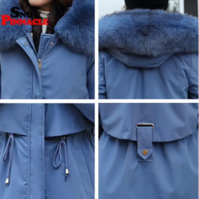 

-35 degrees Winter women fur inside parkas coat Thicken Super warm big fur collar coats Casual female winter outwear parkas