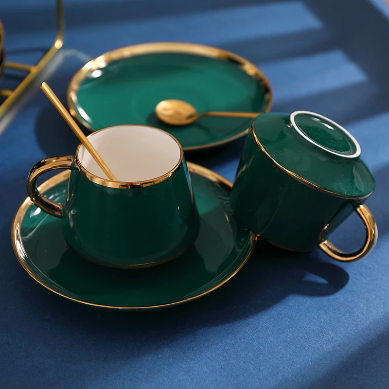 Простая креативная керамическая чашка для кофе многоразовые зеленые турецкие