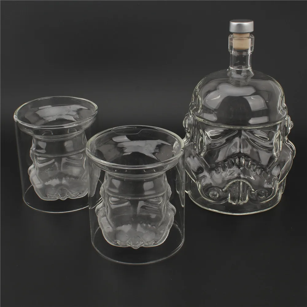 Crystal Skull Head Glass Cup Double Wall Glass Whisky Vodka Coffee Tea Cups Shot Glasses Set Bottle Bar Party Drinkware Tools