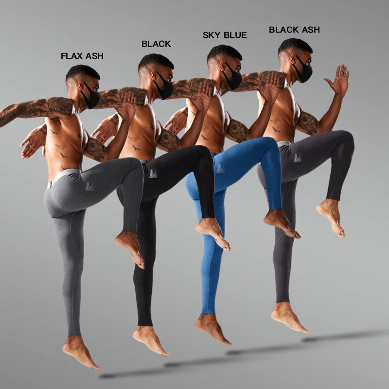 Seamless Men's Long Trousers Plus Velvet Thick Warm Pants Tight-fitting Slim Fit Autumn and Winter Leggings