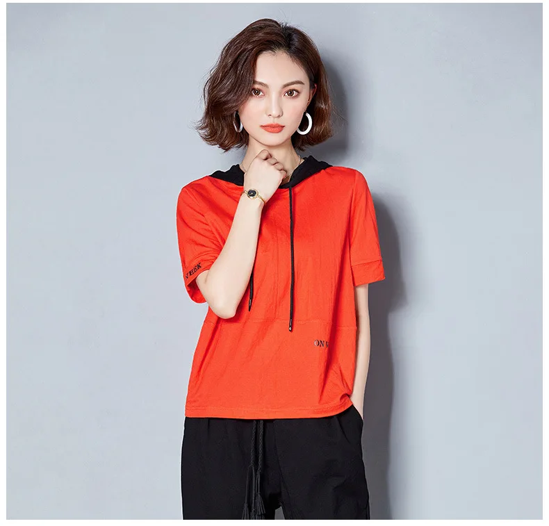 

T-shirt Pizza Printesd Funny T Shirt Women Loose Summer Black