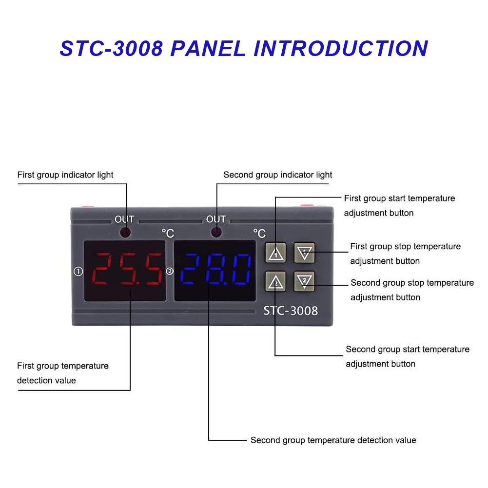 Цифровой регулятор температуры STC-3008 температурный переключатель датчик NTC с