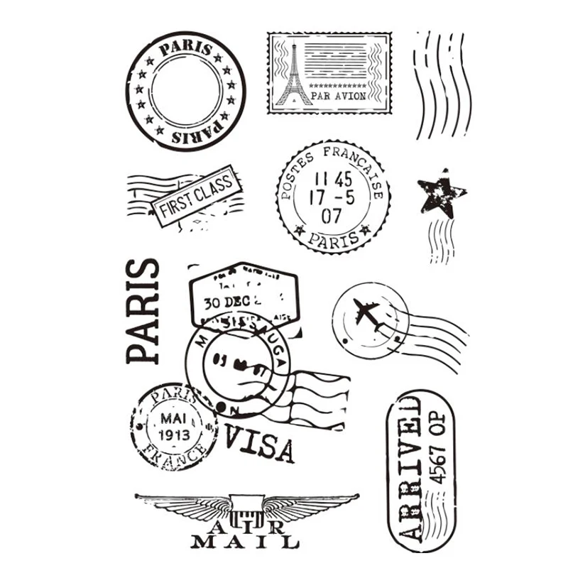 

Прозрачные штампы, винтажные штампы воздушной почты, почтовые марки штампы для конвертов, альбом для вырезок