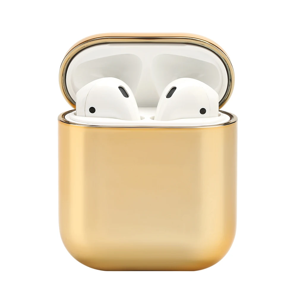 С гальваническим покрытием Жесткий Корпус для наушников оболочка для Apple Airpods защитный чехол роскошный золотой ящик все новые анти-осенние Чехлы для airpods 2