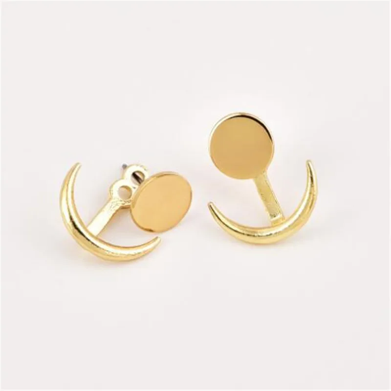 WKOUD модные простые серьги Sun Moon для женщин золотого цвета массивные ювелирные