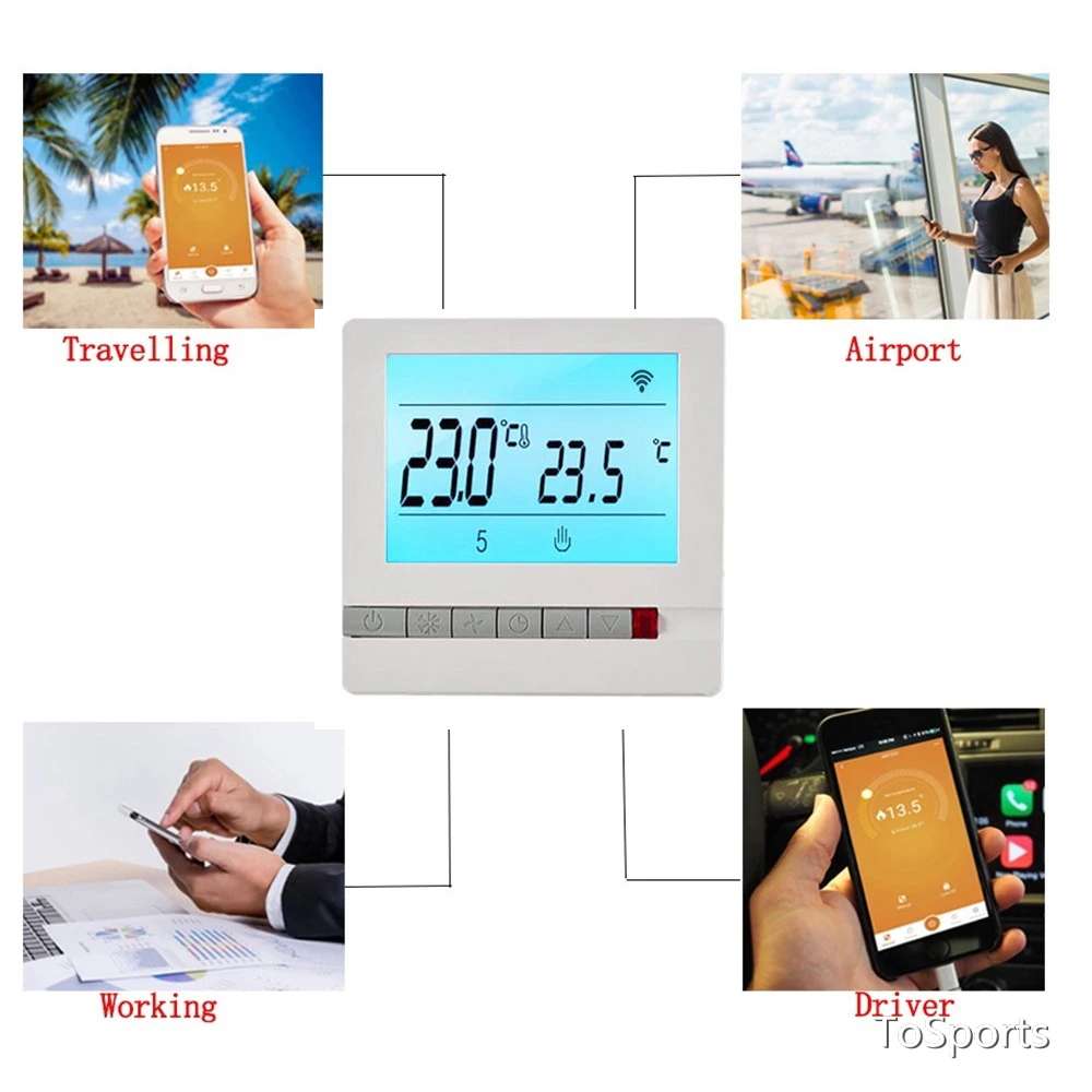 

Smart Home Wifi Thermostat Control High-Power Mobile Phone App Thermostat 95~240V AC Temperature Regulator Remote Control