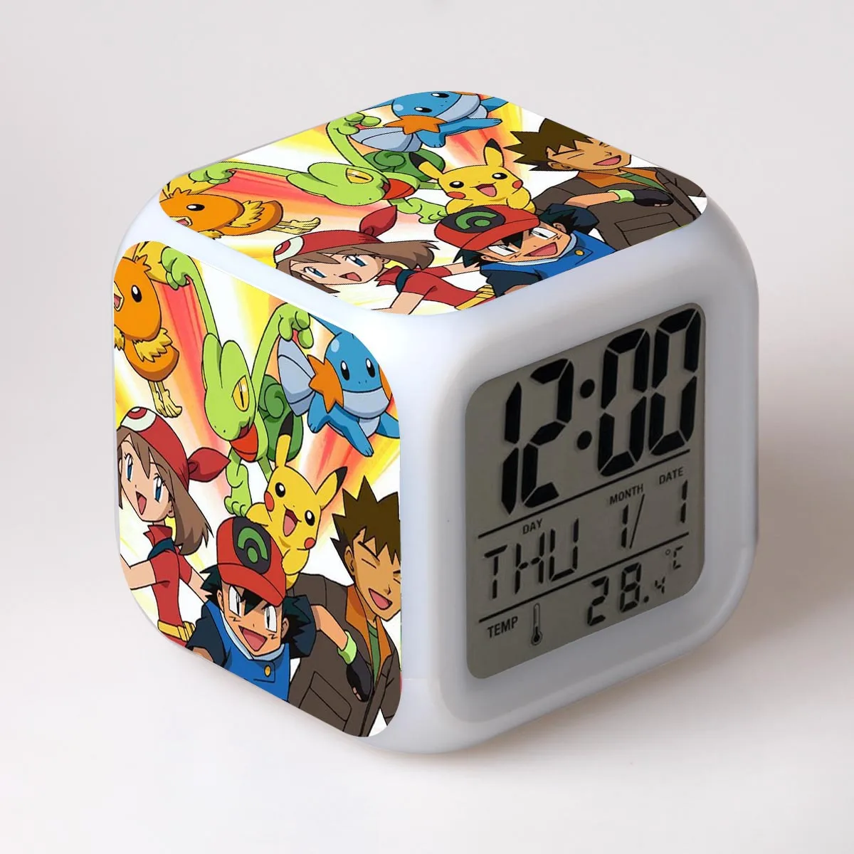 

Pokemon Go Anime LED Clock Children Cartoon Figures Toys Colorful Digital Alarm Led Light Clock Desktop Decoration Kids 31-60