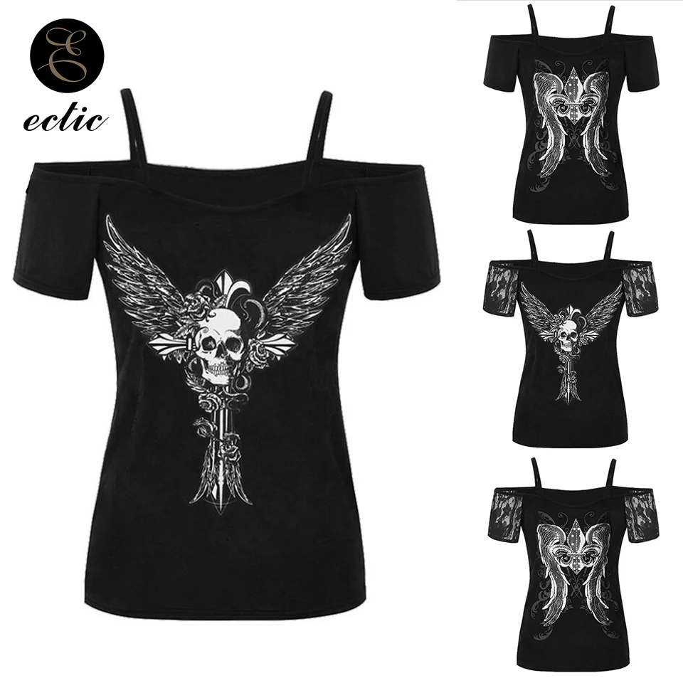 Харадзюку Каваи Сексуальное Низкая Посадка Топ Кружево Короткий Рукав Черное