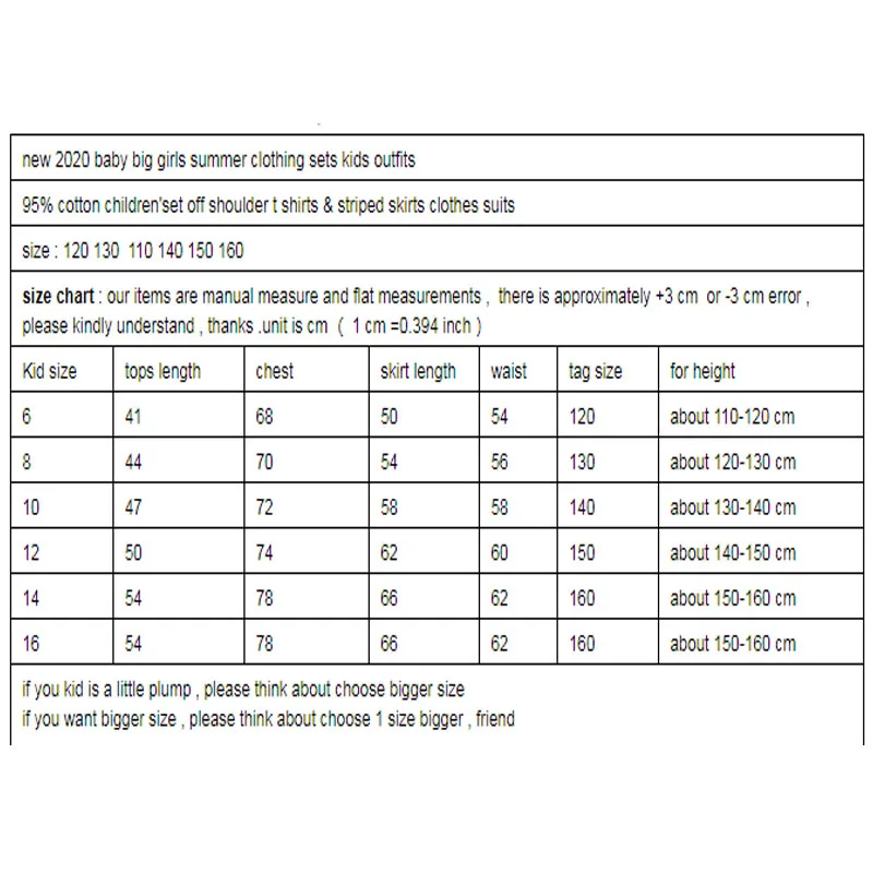 

Fashion 2020 Girls Clothing Sets Children 2 Pcs Off Shoulder T Shirts Tees & Striped Bow Skirts Clothes Kids Summer Outfits Suit