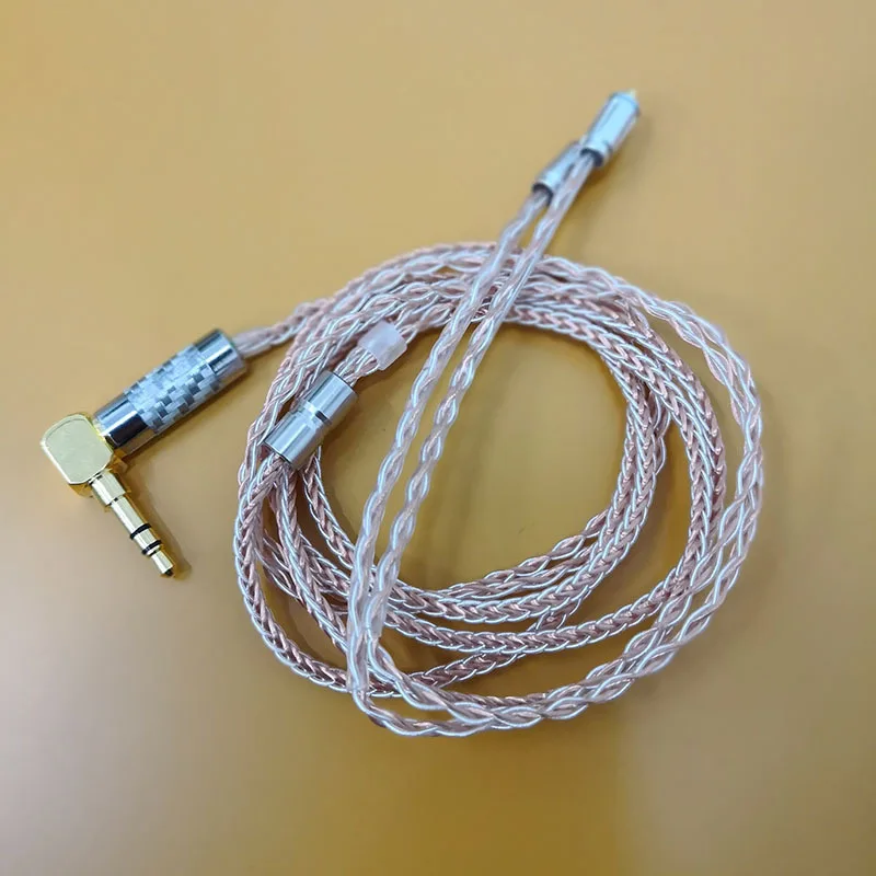 Fone de Ouvido Jack Mmcx Substituição Cabo Único Cristal Cobre Prata Chapeado Trançado Tecer Áudio Fone Atualização 3.5