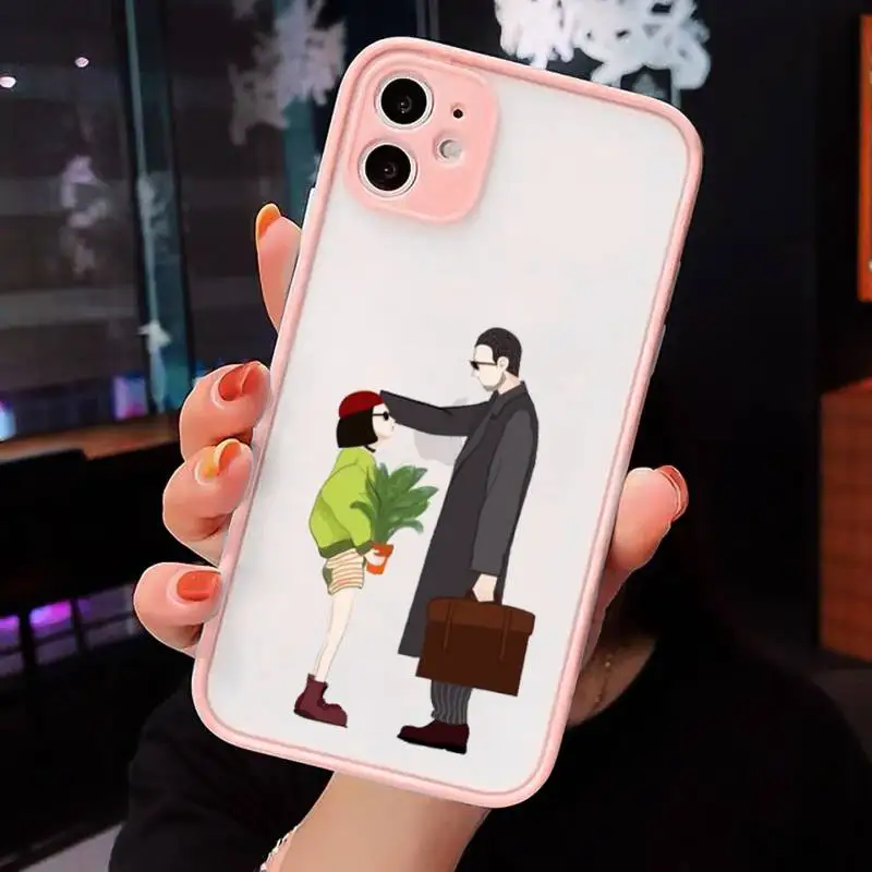 

Movie Leon And Mathilda Phone Case For iPhone 12 11 Mini Pro XR XS Max 7 8 Plus X Matte transparent Pink Back Cover
