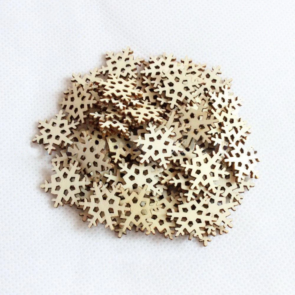 20 мм натуральные пустые деревянные рождественские мини снежинки Рождественская