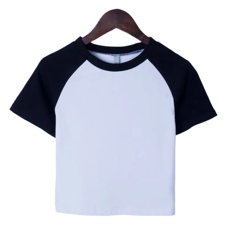 Укороченный топ новый стиль футболка с короткими рукавами в пупок женская летняя