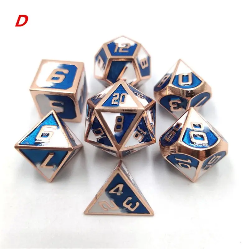 

Metal Dice Set DND Board Game 7pcs Polyhedral Dice for RPG Role Playing Game