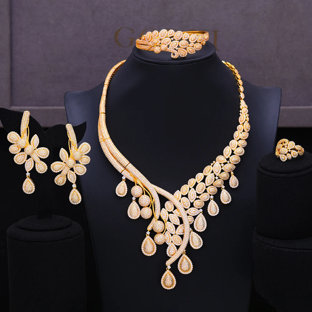 GODKI роскошный Феникс Павлин Африка 4 шт. комплект ювелирных изделий Свадебный