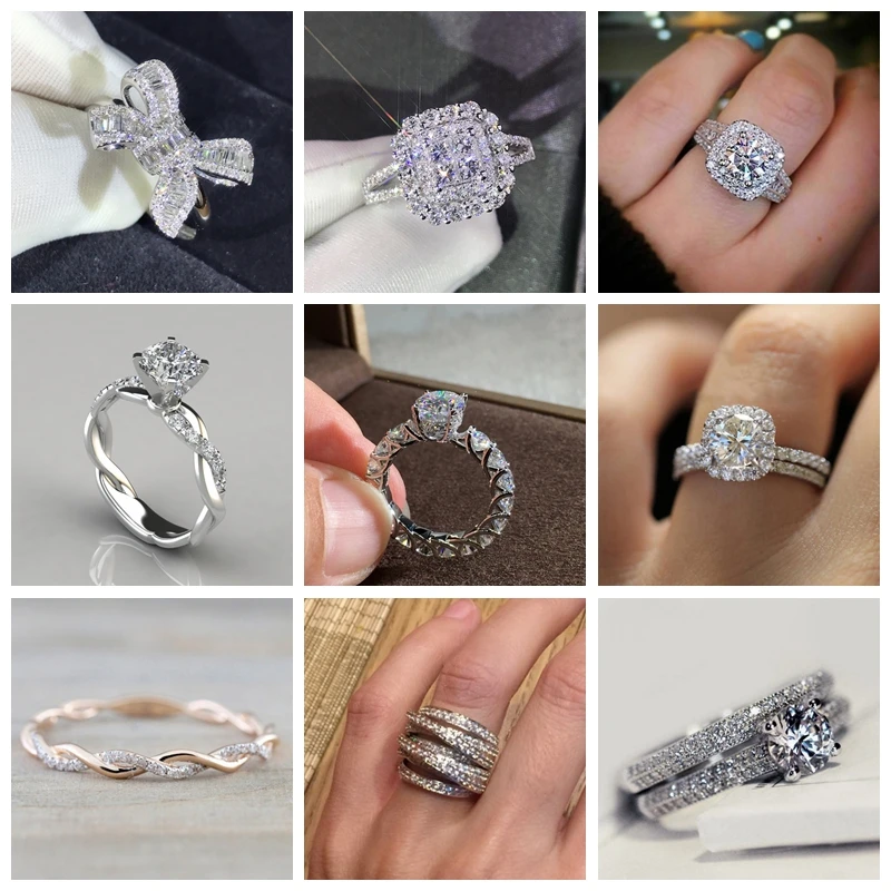 Женские свадебные кольца с блестящим кубическим цирконием модные ювелирные