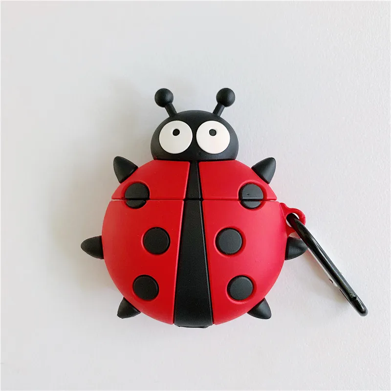 Beetle Горячая мультфильм Забавный Божья коровка беспроводной Чехол для наушников для Apple AirPods1/2 крышка милый мягкий силиконовый Bluetooth гарнитура коробка - Цвет: Beetle