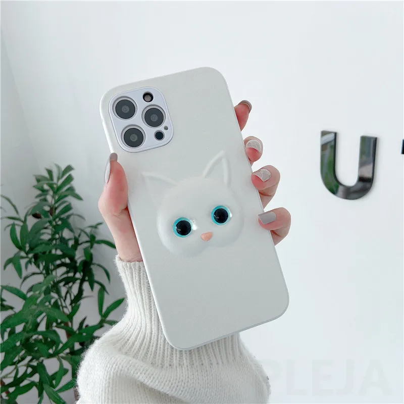 Cute 3D Cat Phone Case For iPhone i12 mini 12 11 Pro Max 7 8 Plus SE 2020 X XR XS Full Protection Coque Soft Leather Shell | Мобильные