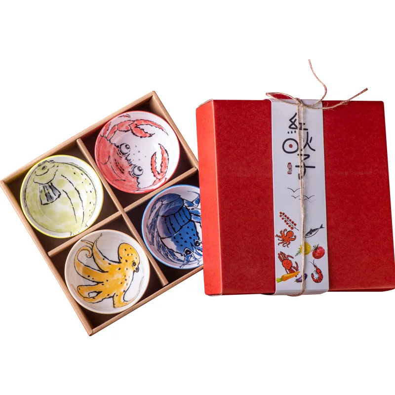 

Japanese Ceramic Tableware Set Rice Soup Noodle Salad Bowl Seasoning Small Bowl Hand-painted Underglaze Candy Bowl