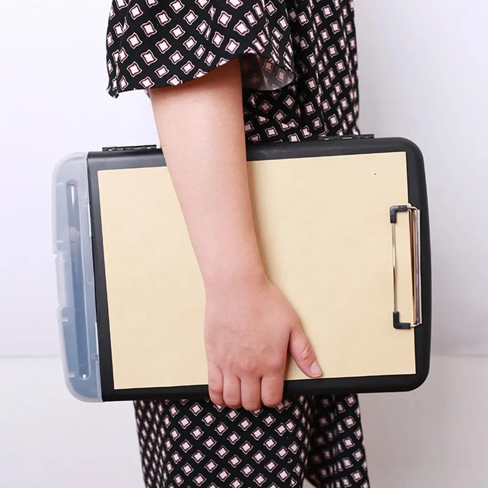 

1pcs Board Folder File Box Outdoor Waterproof Paper Board Box File Storage A4 Plastic Clip File Copy Multi-function Box Des P9p8
