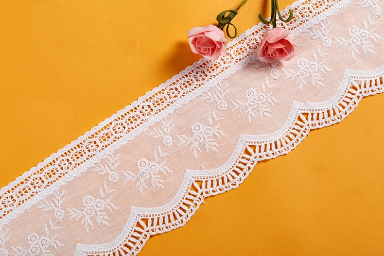 10.5cm wide-1yards/lot Craft Beige/White Flower Embroidered Lace Trim Cotton Ribbon Lovely Z902 | Дом и сад
