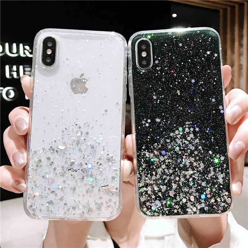 Блестящий блестящий чехол с блестками для Apple iPhone 11 Pro XS MAX X XR 8 7 6 6s Plus золотой