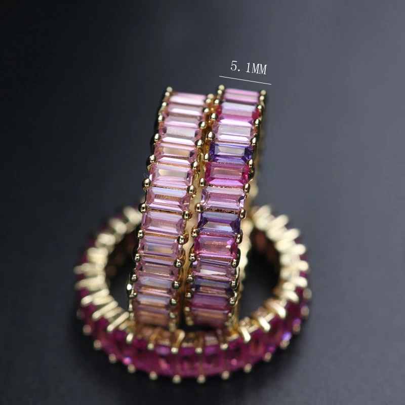 

Luxury Colorful Cubic Zirconia Ring For Women Shiny Rectangle Rainbow Stone Wedding Finger Ring Gold Color Boho Fashion Jewelry