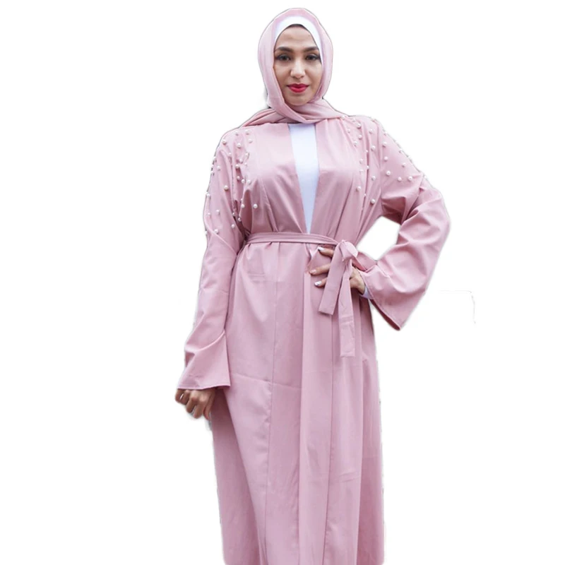 Wechery джилбаба Ислам Абая для женщин украшенное жемчугом длинные платья свободные