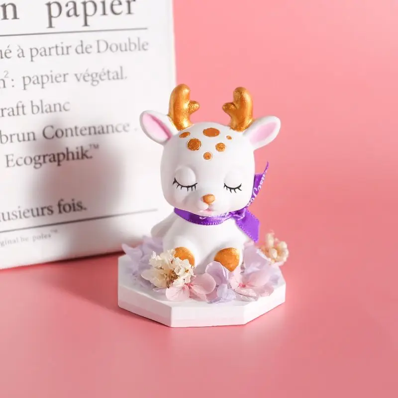Fawn plaster mold Scented candle Creative manual table setting Christmas deer car decoration silicone | Дом и сад