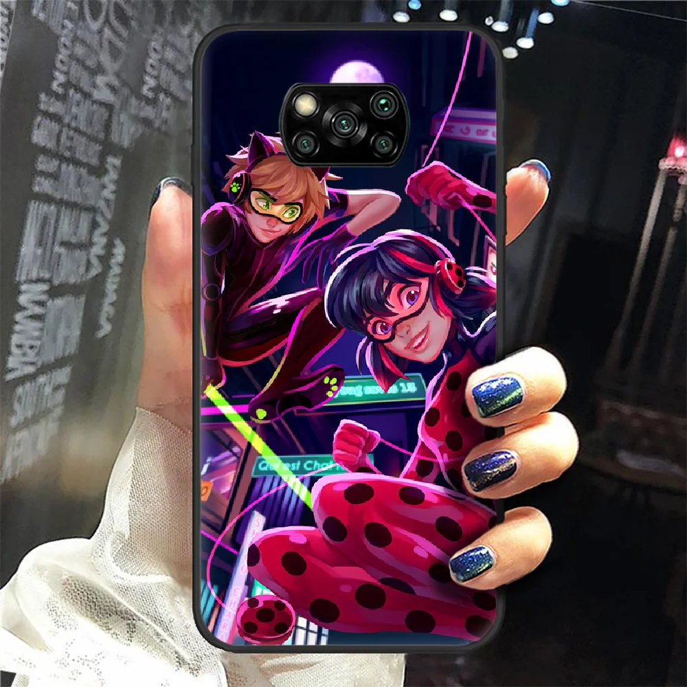 

Seven Star Ladybug Girl Anime Phone Case Cover Hull For Xiaomi Mi A2 A3 8 9 SE 9T 10 10T Lite Pro Ultra Poco X3 black Cell 3D