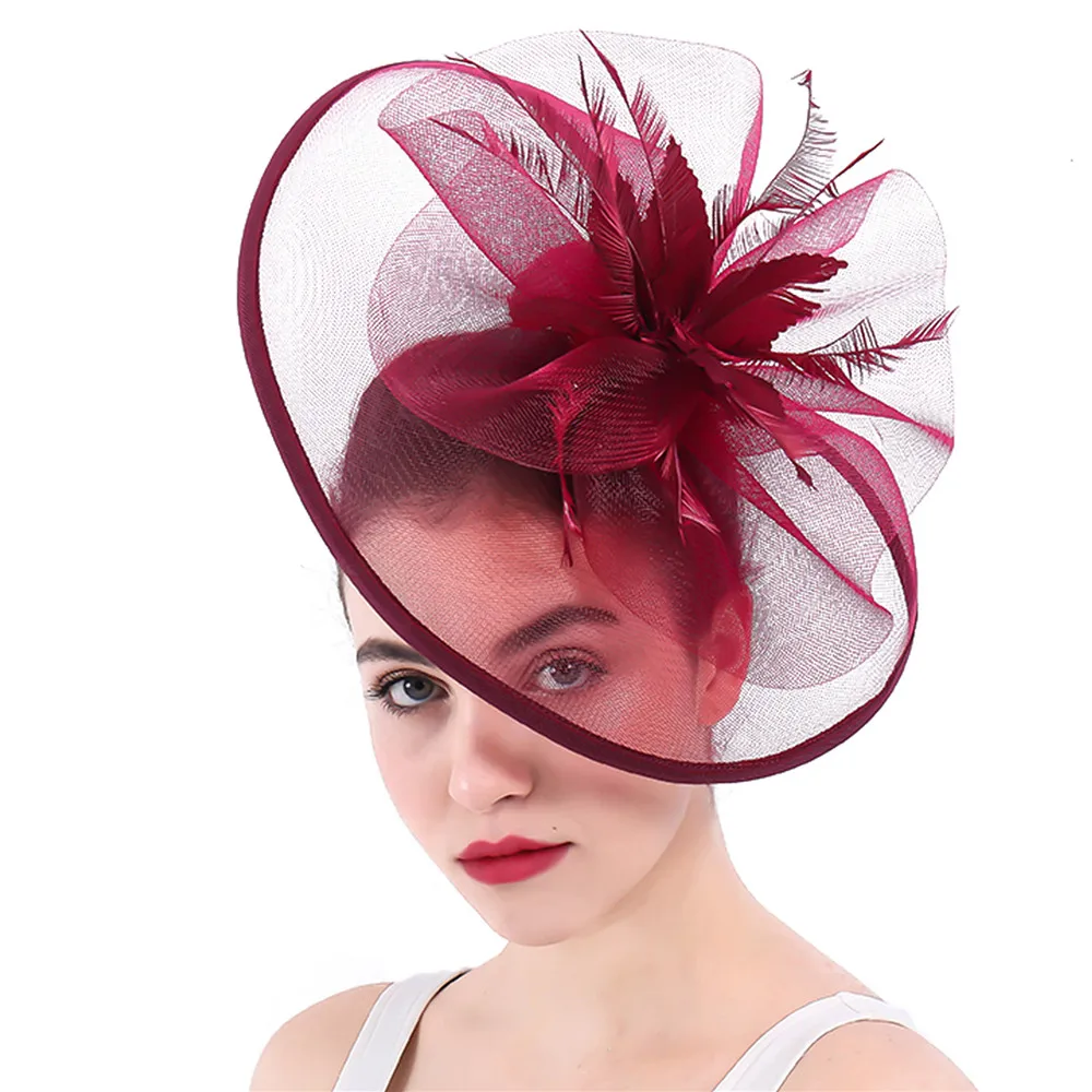 Вуалетка с перьями шляпа коричневые кринолиновые аксессуары для волос свадьбы
