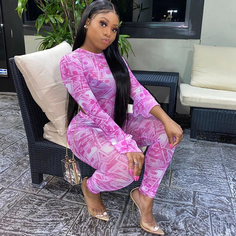 Соблазнительные женские Клубные наряды боди с длинным рукавом и принтом