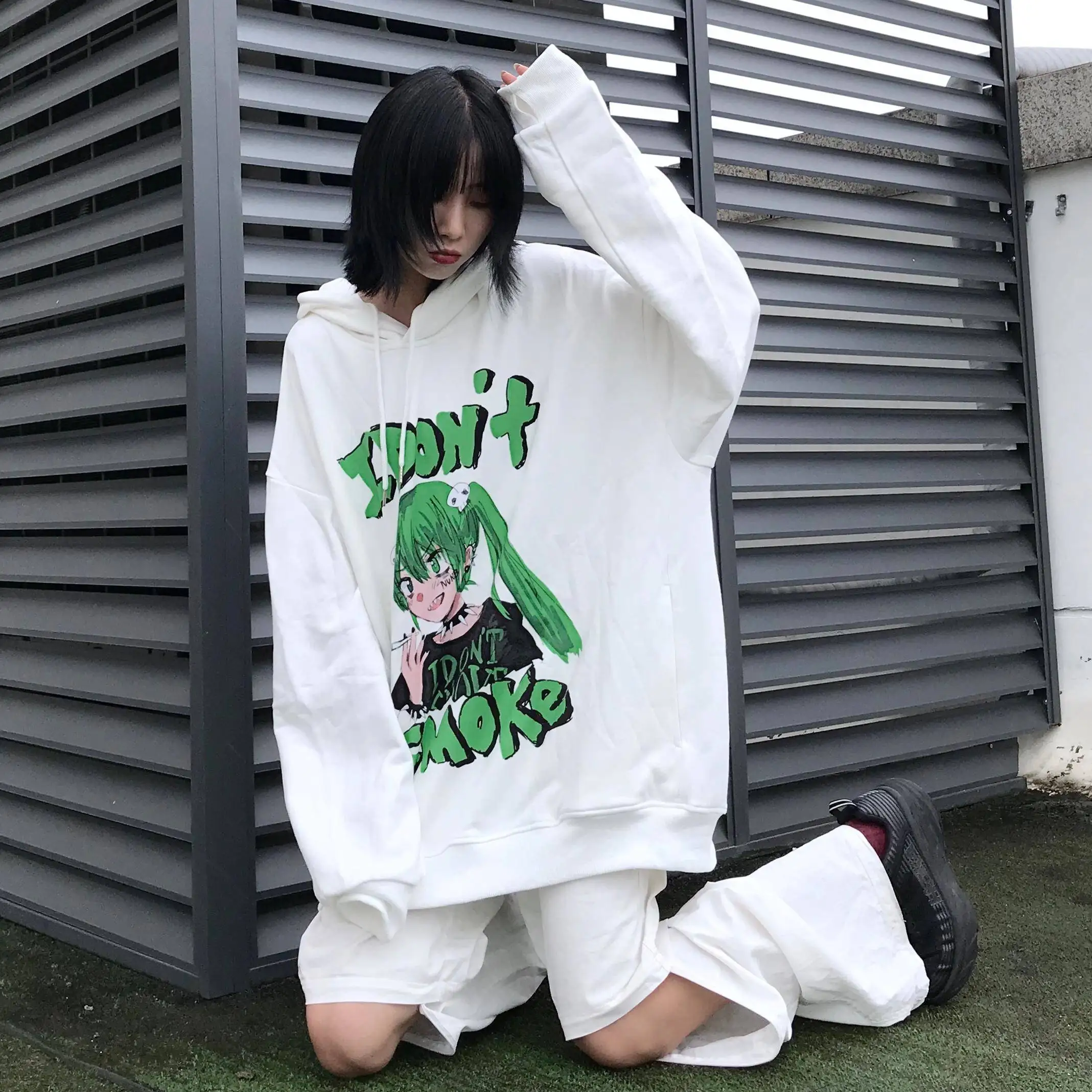 

Autumn Hoodie Woman Clothes Korean Ulzzang Harajuku Punk Sweatshirts Female Long Sleeve Loose Fleece Hooded Hoodie Streetwear