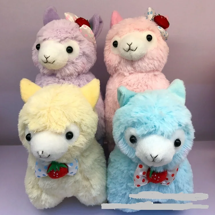 

17CM Lovely Sheep With Strawberry Popnrlbo Camel Stuffed Doll Plush Toys Grass Mud Animal Doll Kawaii Alpaca